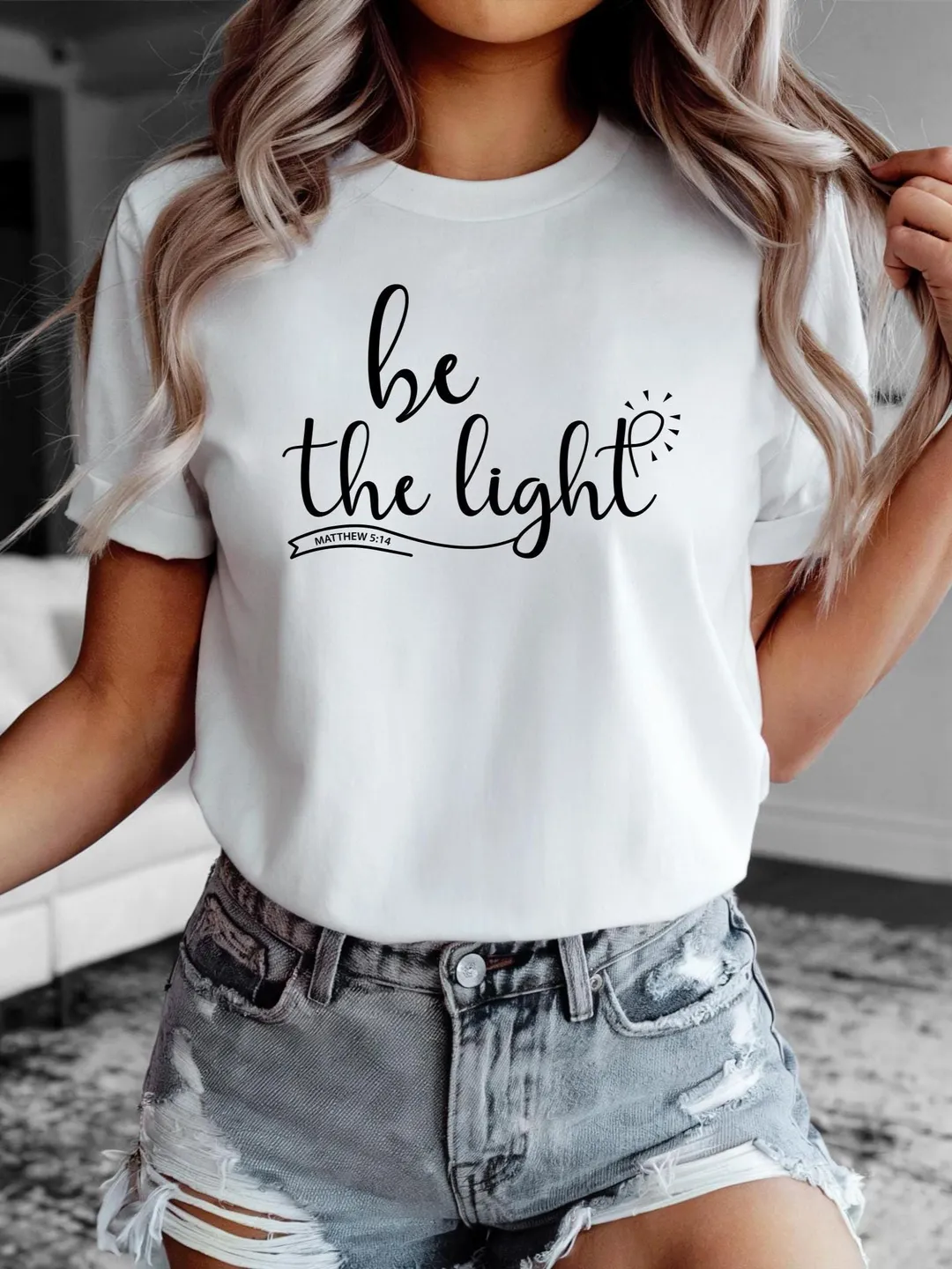 Be the Light Shirt: Religious Inspirational Tee (Cotton Blend)