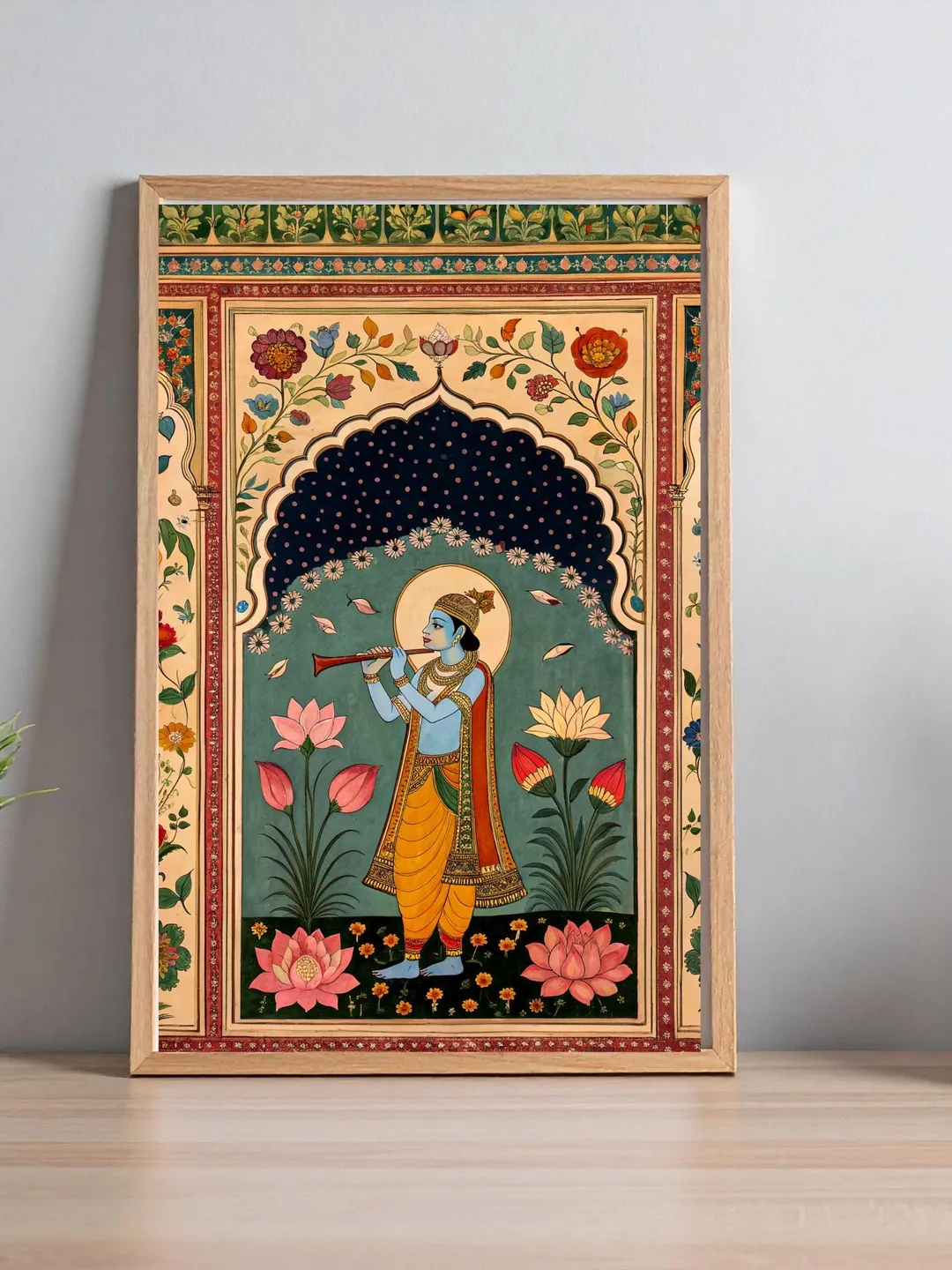 Moonlight Pichwai Wall Art | Indian Folk Painting | Divine Hindu Decor ...