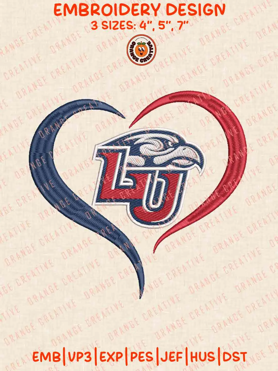 Liberty Flame Heart Embroidery Design Files, Football Embroidery Designs, Sport Machine Embroidery Files, 3 Sizes, Custom Sizes, Instant Download