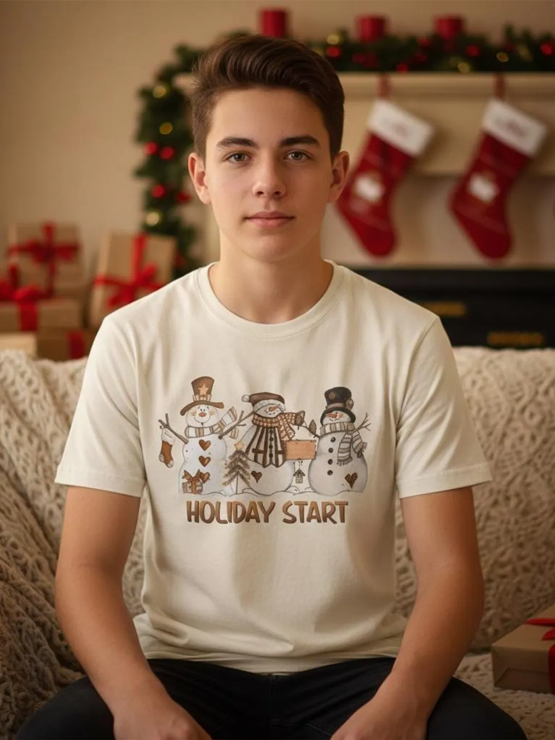 Snowman Trio Holiday Start T-Shirt | Valentine Gift