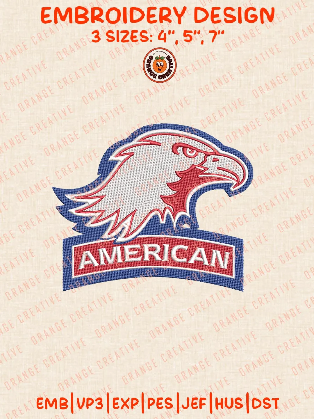 American University Eagles Logos Embroidery Design Files, NCAA Logos Embroidery Designs, Machine Embroidery Files, 4 Sizes, Custom Sizes, Instant Download