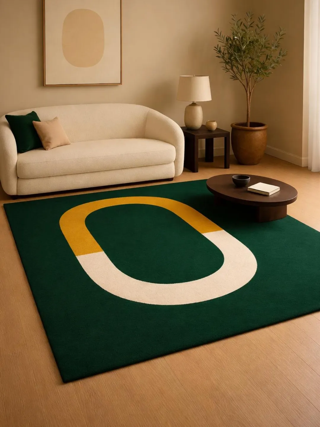 Deep Green Rug Pattern Deep Green Oval Geometric Area Rug – Abstract Soft Plush Living Room Carpet