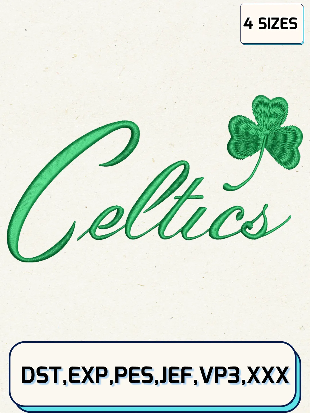 Boston Celtics Alternate Logo Embroidery Design Files,NBA Logos Embroidery Designs,Machine Embroidery Files,4 Sizes