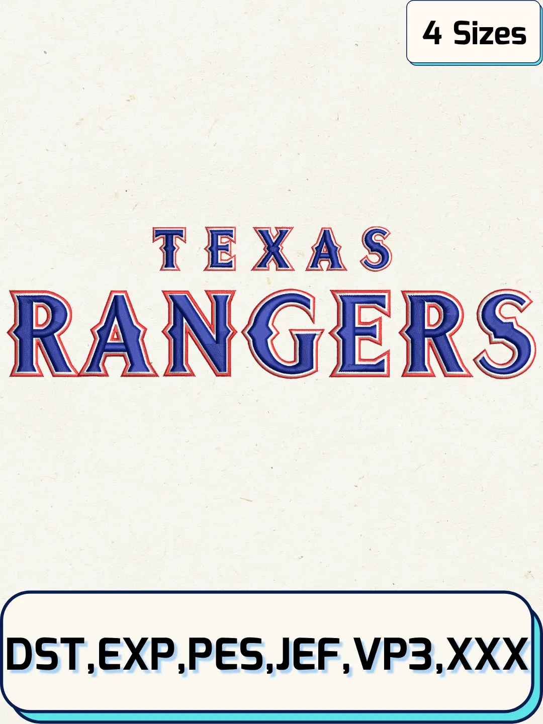 Rangers Baseball Embroidery Design – Machine Embroidery File- 4 Sizes