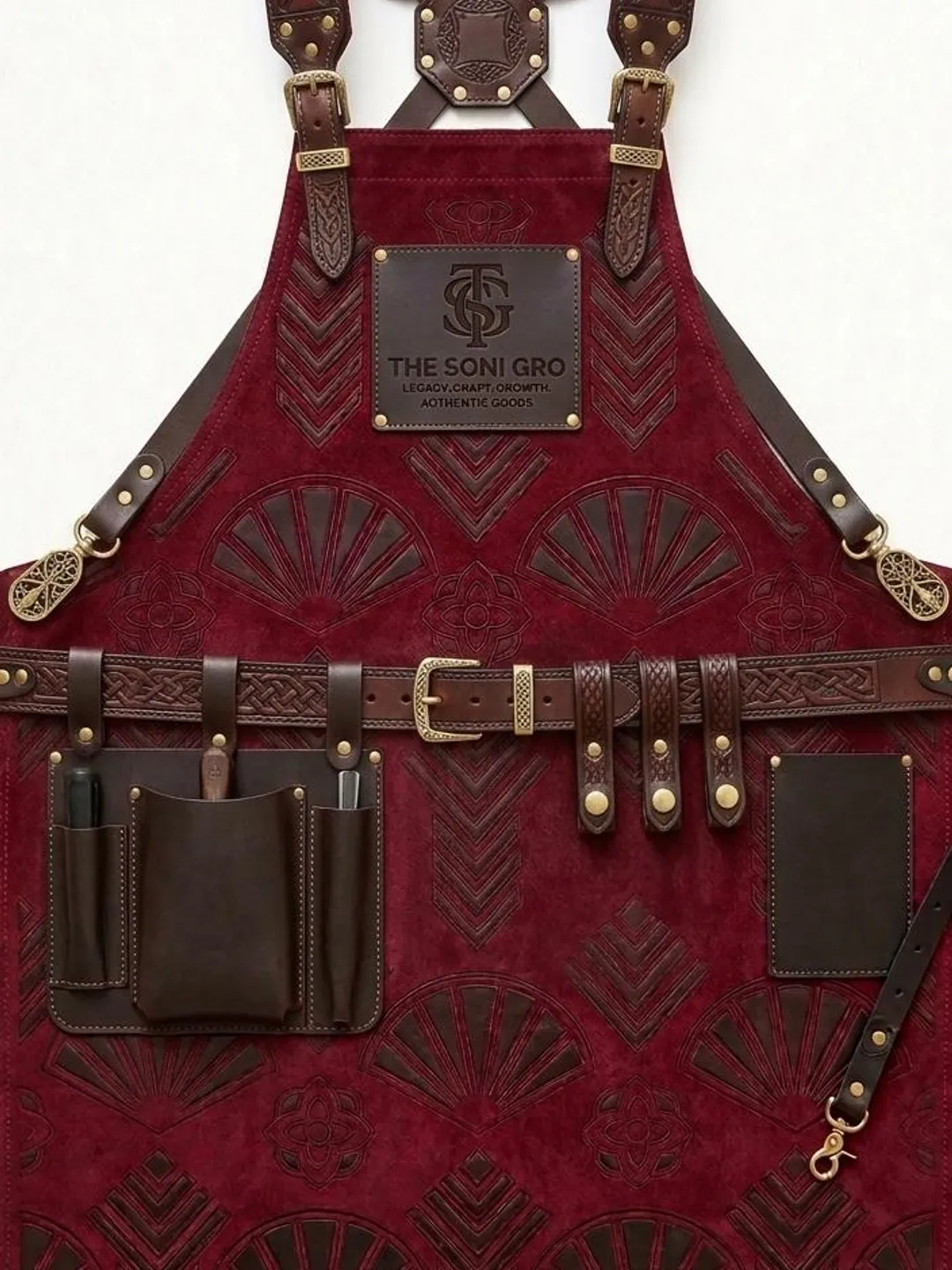 Handmade Leather Universal Apron with Adjustable Cross-Back Straps