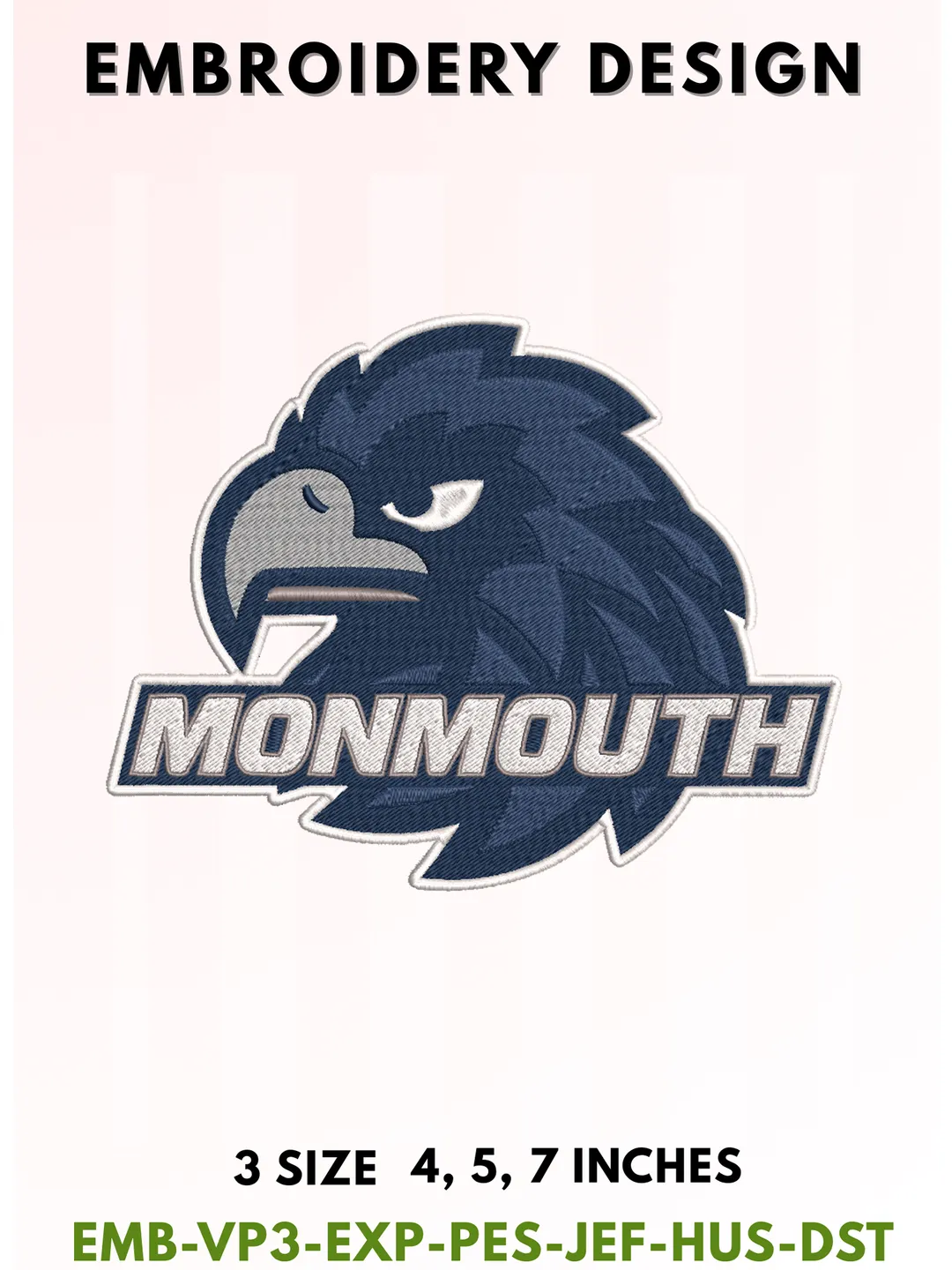 Hawk Football Embroidery Design, College Sports Embroidery Files, Sports Machine Embroidery Files, 3 Sizes, Instant Download