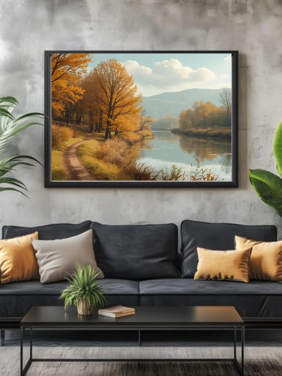 Autumn River Landscape Wall Art Printable, Rustic Fall Decor for Living ...