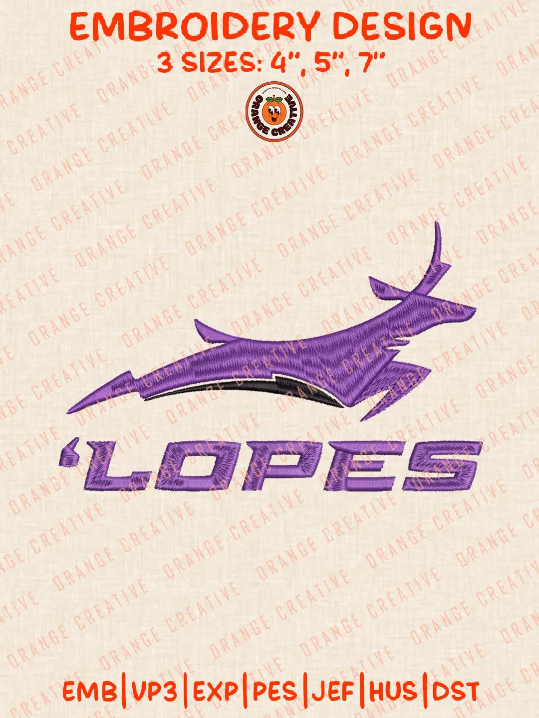 Lopes Logos Embroidery Design Files, NCAA Grand Canyon Lopes Logos Embroidery Designs, Machine Embroidery Files, 4 Sizes, Custom Sizes, Instant Download