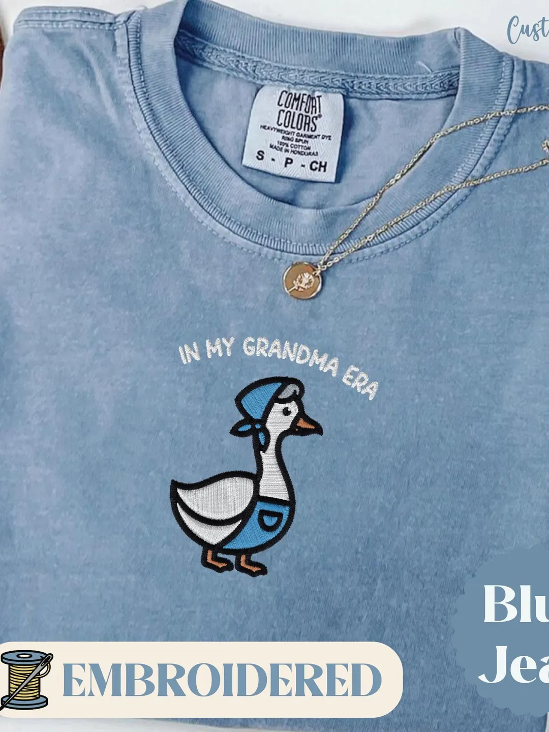 Embroidered Grandma Era Comfort Colors T-Shirt: Pregnancy Reveal Gift