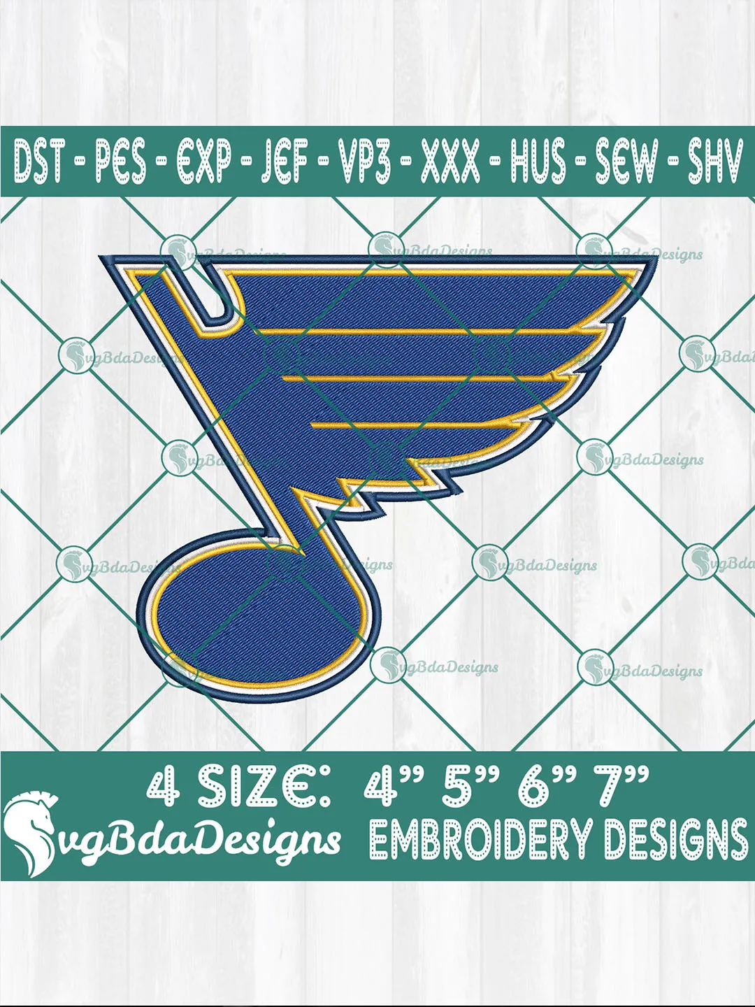 St. Louis Blues Embroidery Designs | NHL Hockey Logo Machine Embroidery