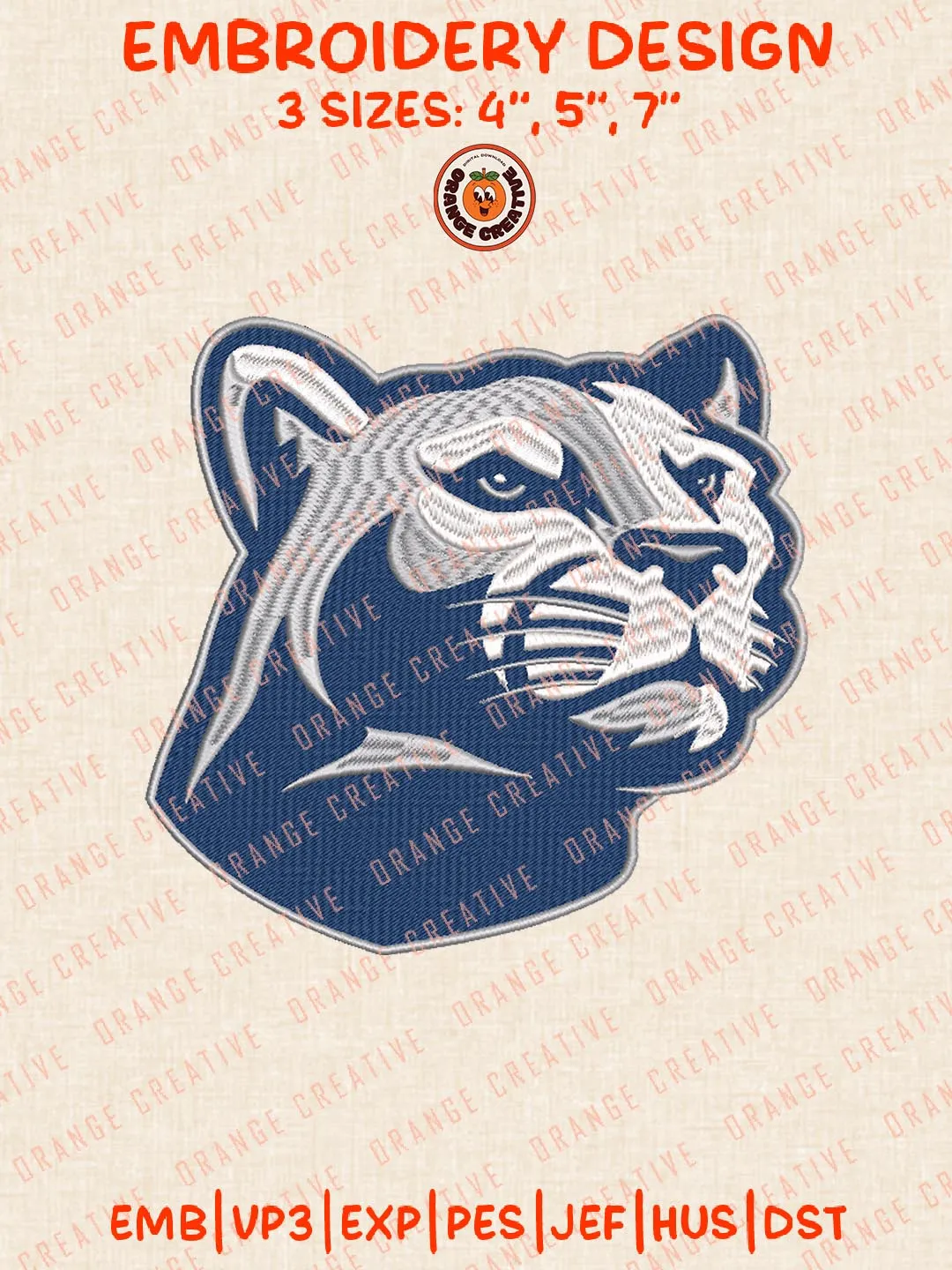 Penn State Nittany Lions Head Mascot Logo Embroidery Design Files, NCAA Logos Embroidery Designs, NCAA Machine Embroidery Files, 3 Sizes, Custom Sizes, Instant Download
