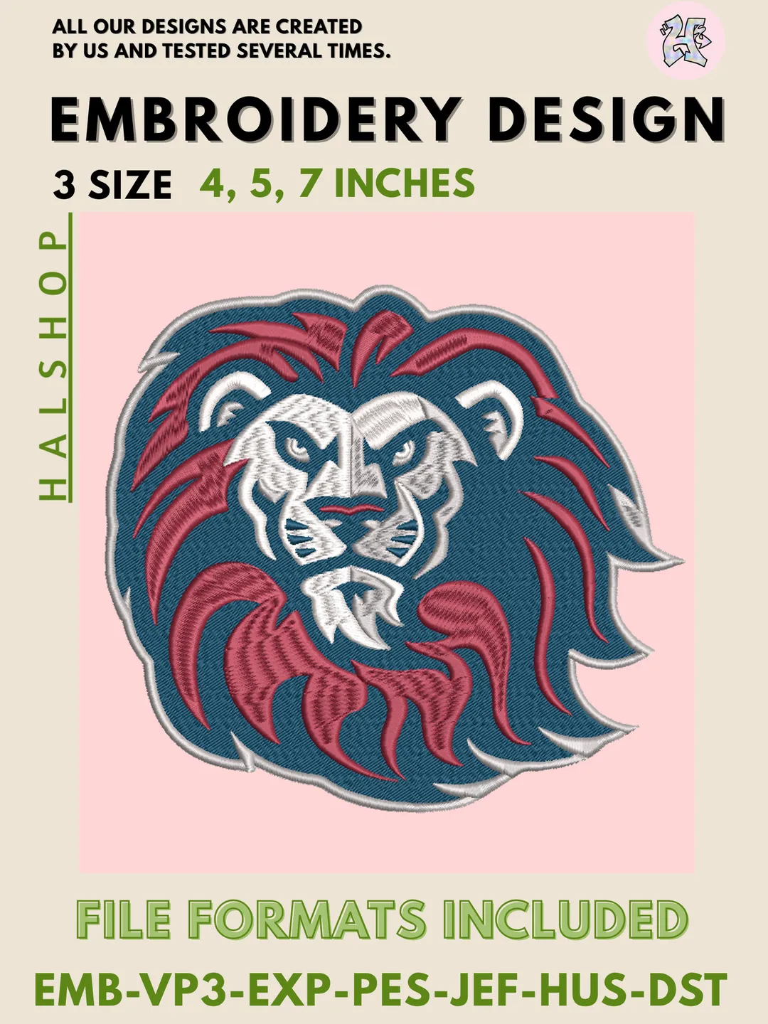 NCAA Loyola Marymount Lions Logo Embroidery Design, Machine Embroidery Files, 3 Sizes, Instant Digital Download