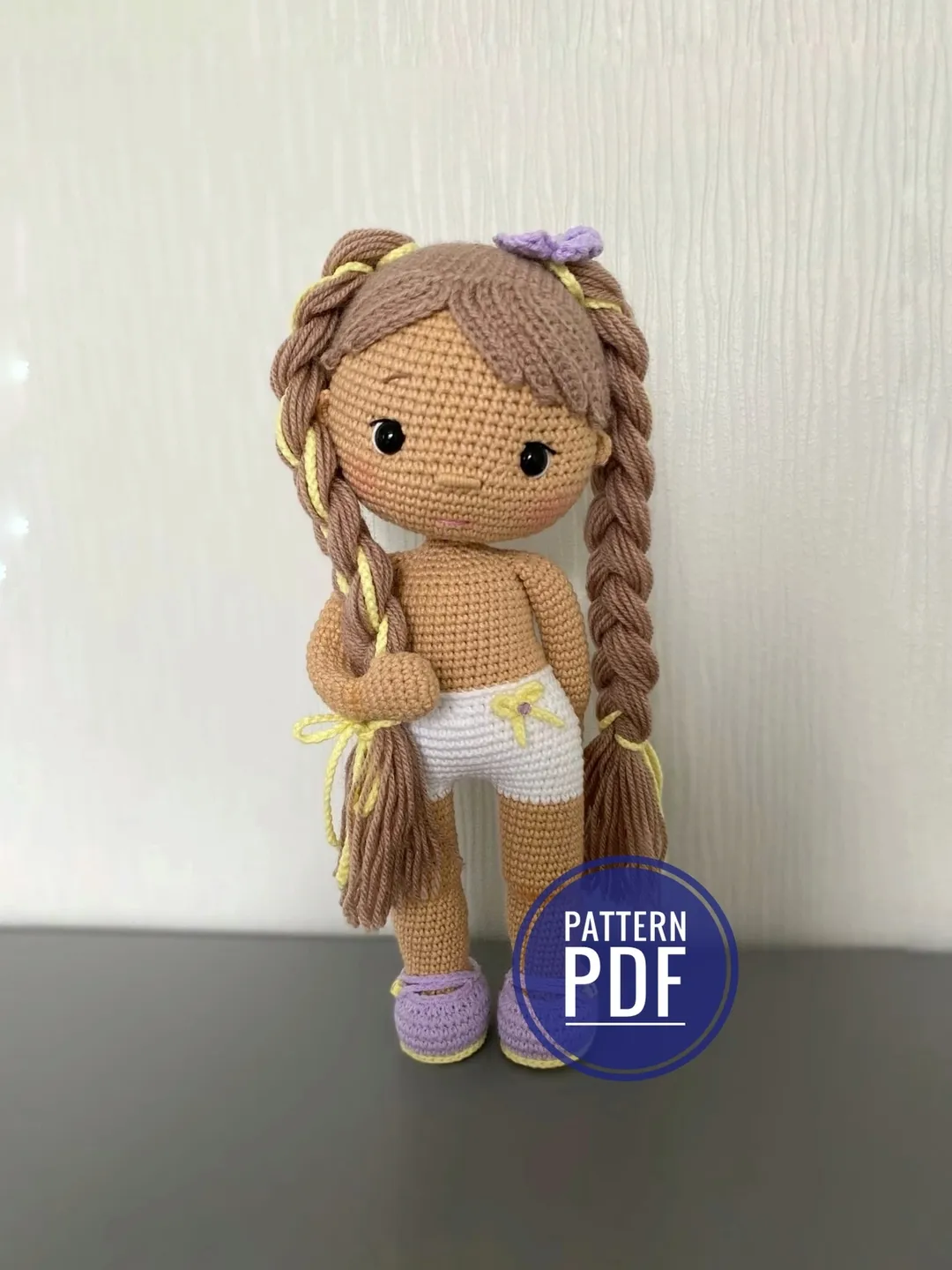 Pattern doll crochet body with pigtails