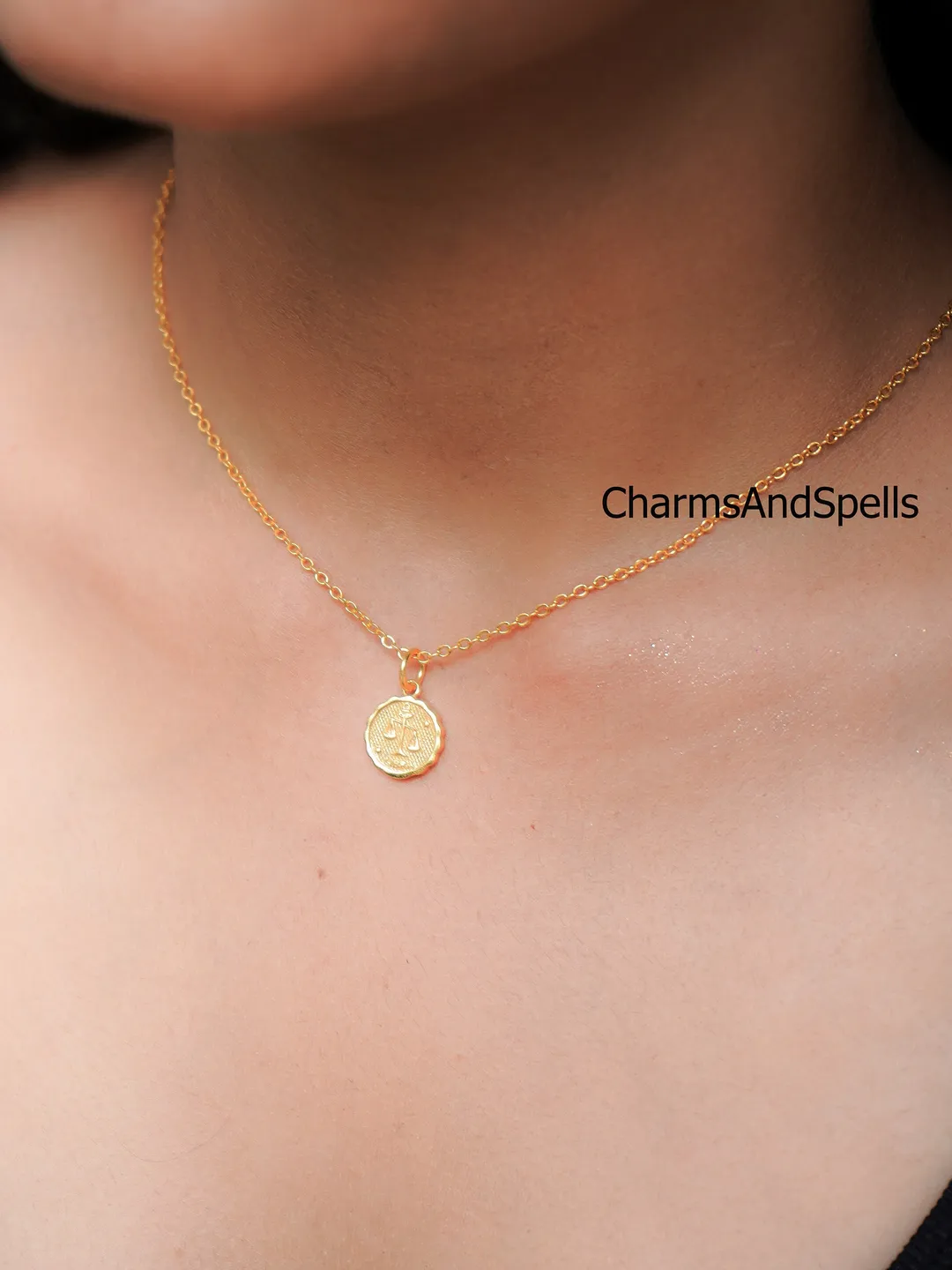 Handmade Libra Zodiac Necklace, Boho Astrology Medallion Pendant, Celestial Charm Jewelry, Gift for Her