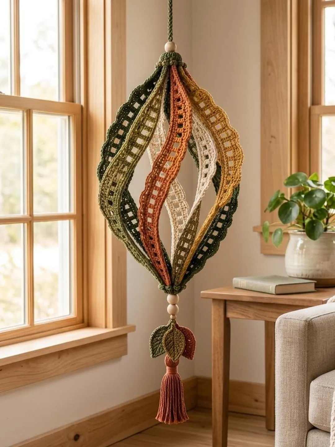 Crochet Wind Spinner Pattern PDF, Five-Petal Botanical Lantern for