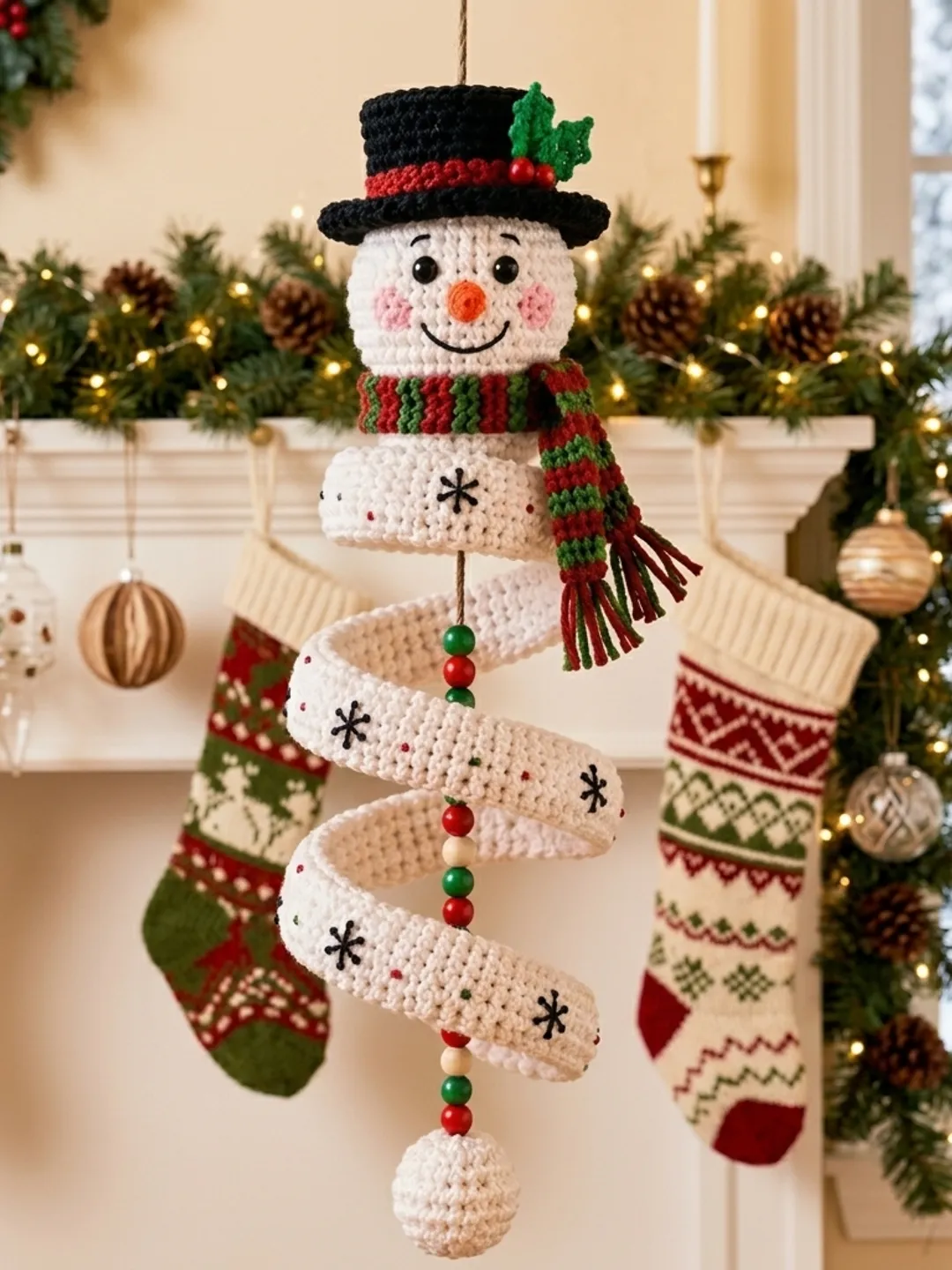 Spiral Snowman Ornament Crochet Pattern | Amigurumi Christmas Decor PDF
