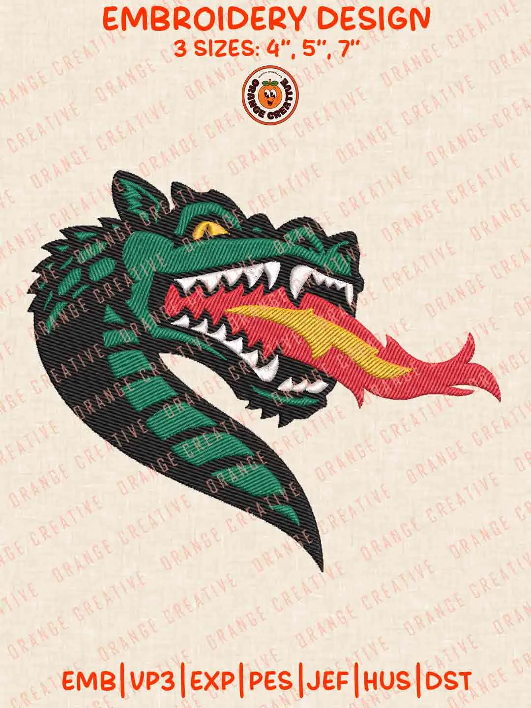 UAB Blazers Mascot Logo Embroidery Design, NCAA UAB Blazers Team Machine Embroidery Digitized Pes File, 4 Sizes, Custom Size, Instant Download