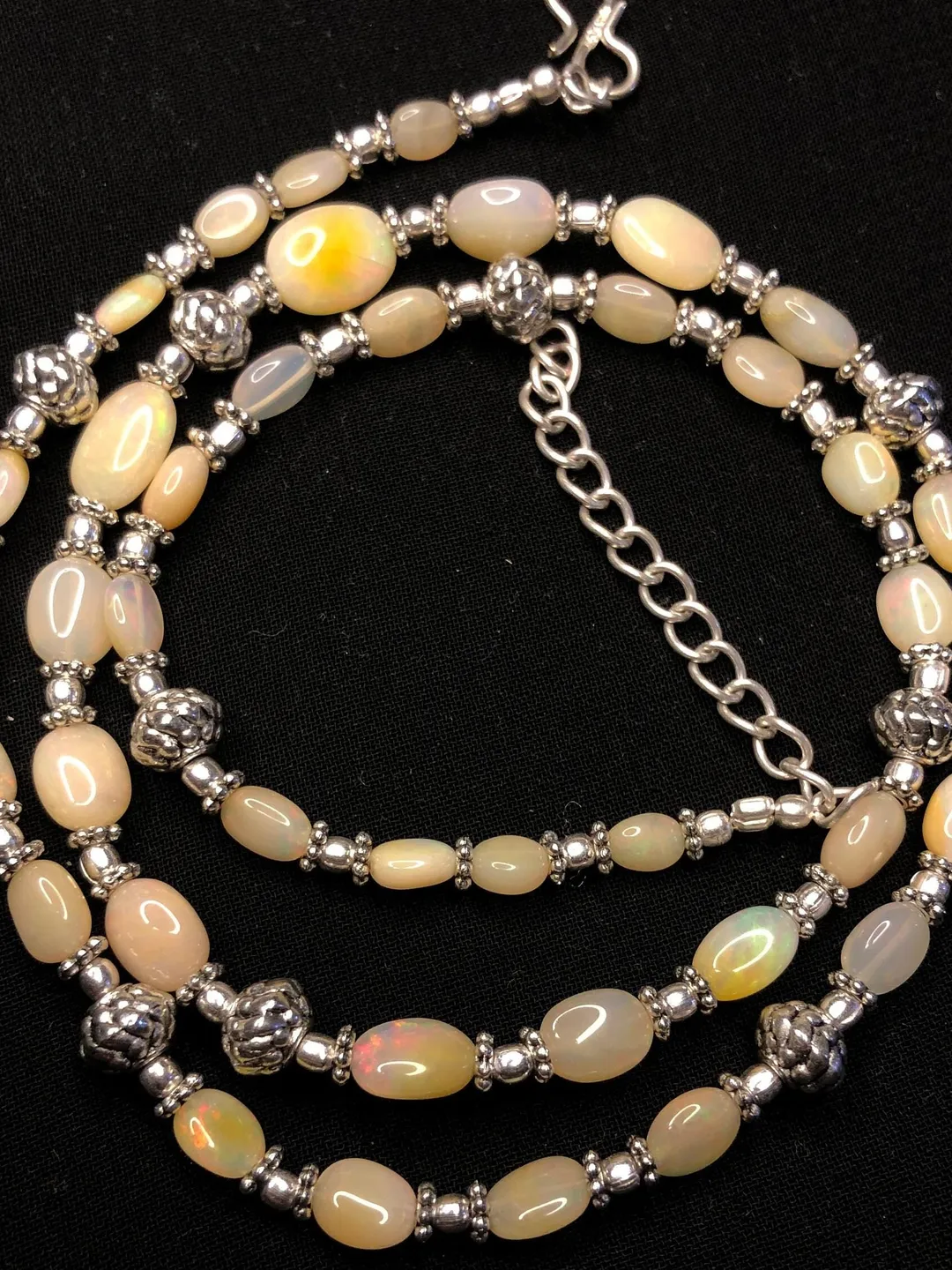 Ethiopian Welo Opal Necklace – Tumble Bead Fire Opal Jewelry, 23 Inch , Gift for Her