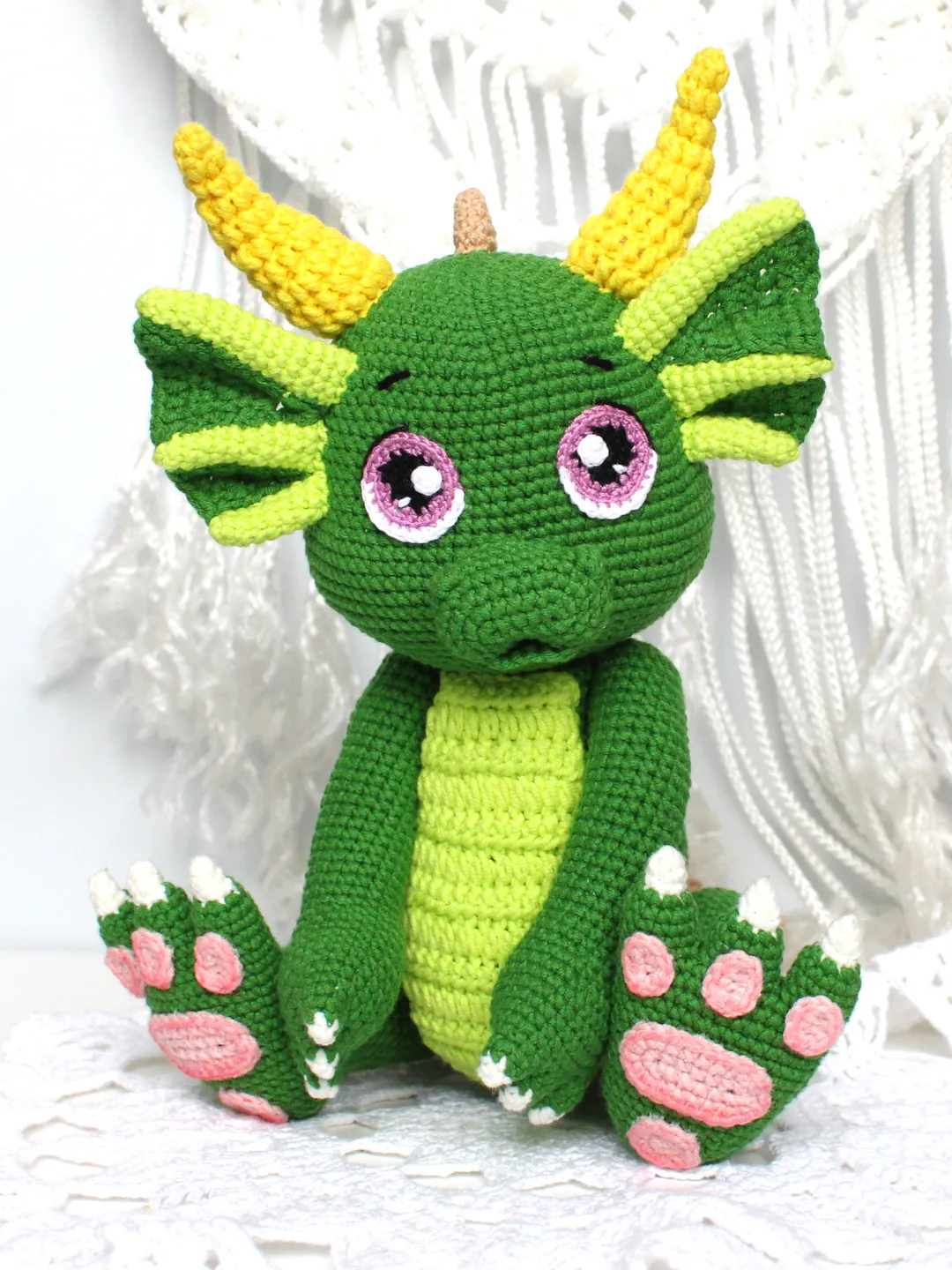Crochet dragon pattern PDF in English Amigurumi Dinosaur toy crochet tutorial