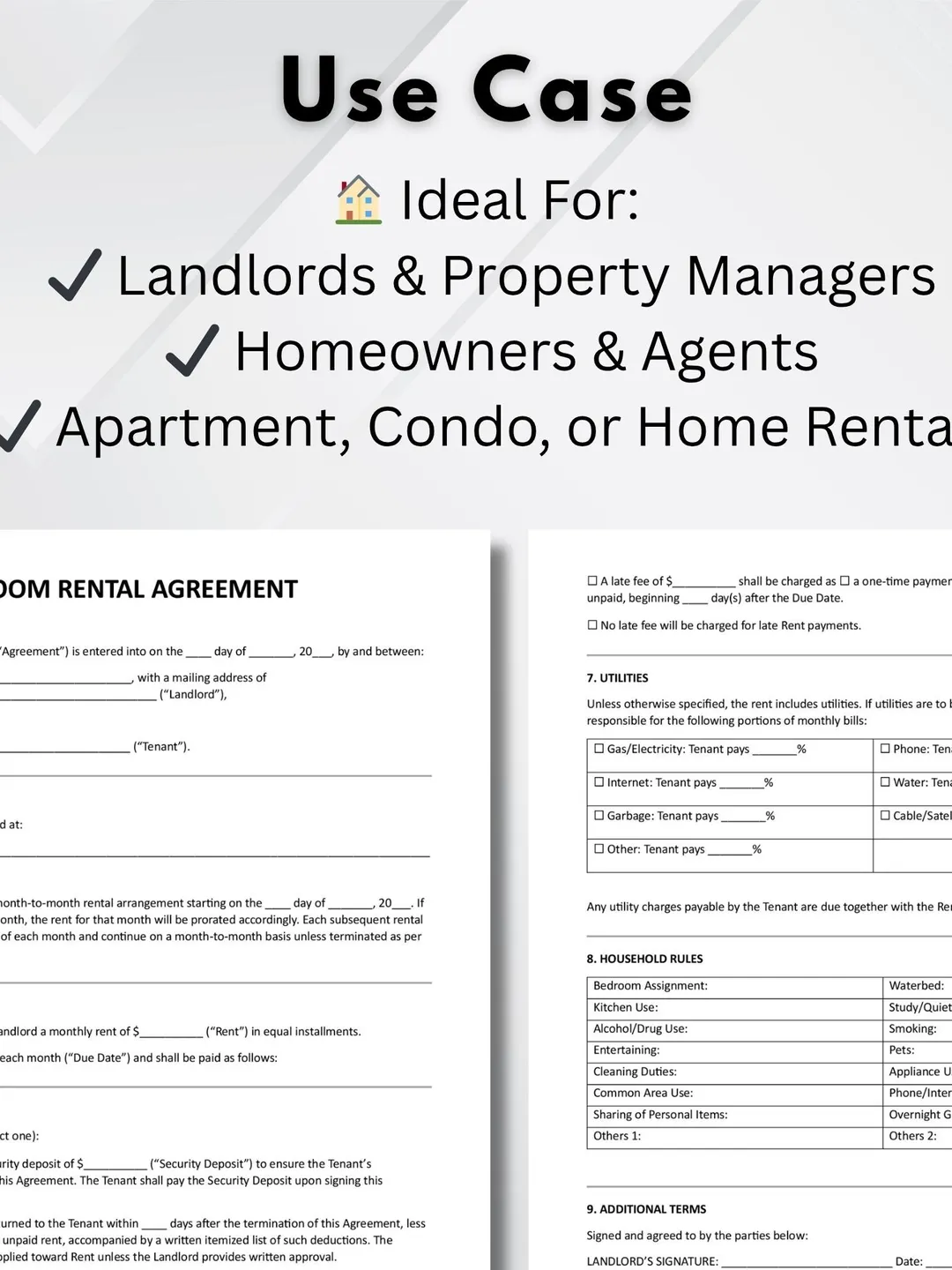 Secondary Address Rent Example Room Rental Agreement Template | Month-to-Month Lease Contract ...