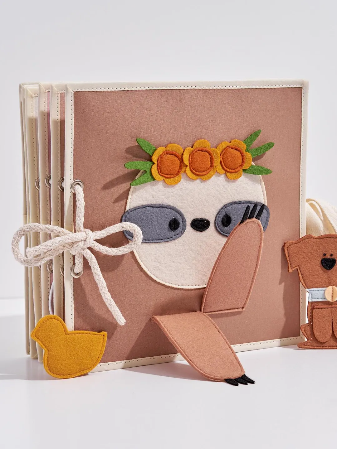 Quiet book baby Sloth, felt activity book for toddlers, Montessori busy book, soft sensory book, baptism baby gift, interactive soft book