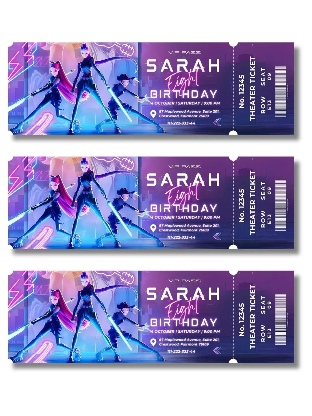 Kpop Demon Hunter Invite K-Pop Ticket Invitation Editable Canva K