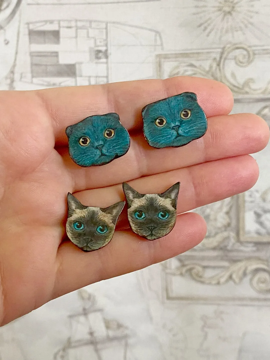Interesting handmade earrings. For cat lovers). Author's design. Handmade.
