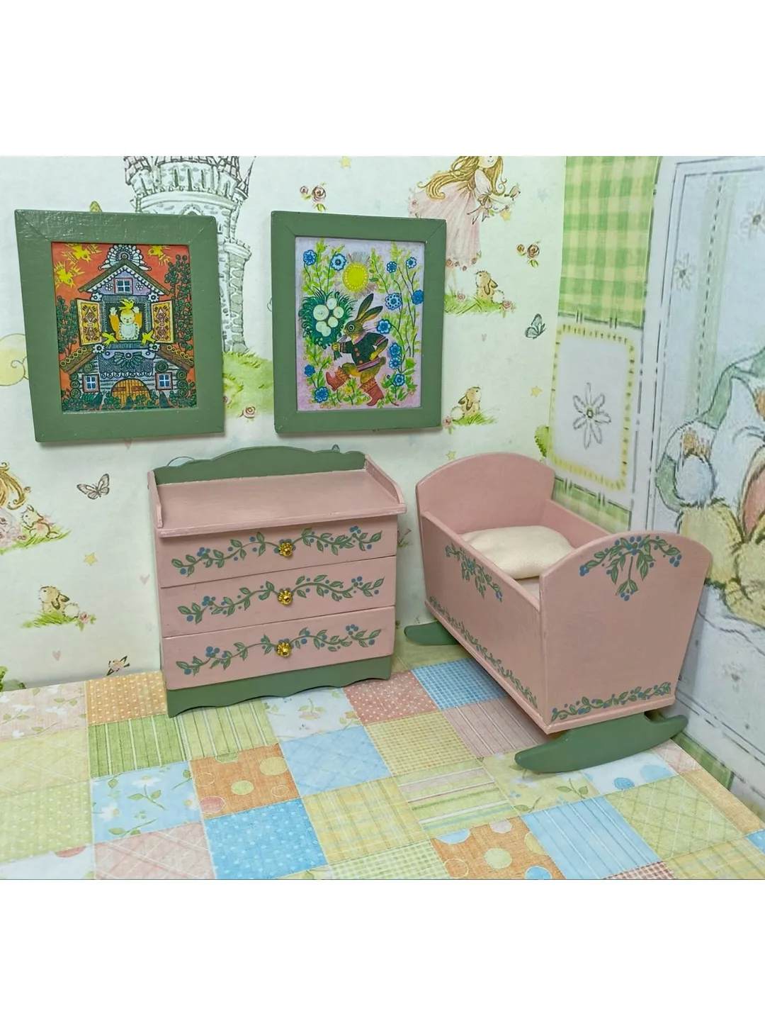 Doll furniture for a children's room. miniature dollhouse. 1:12.