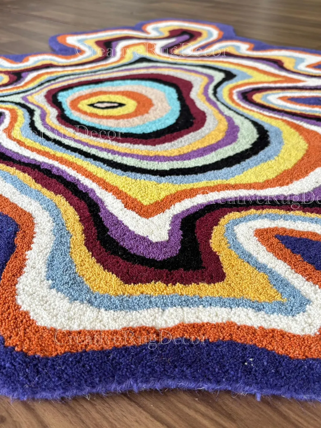 Hand Tufted Wool Rug | Multicolor Abstract Organic Shape Carpet