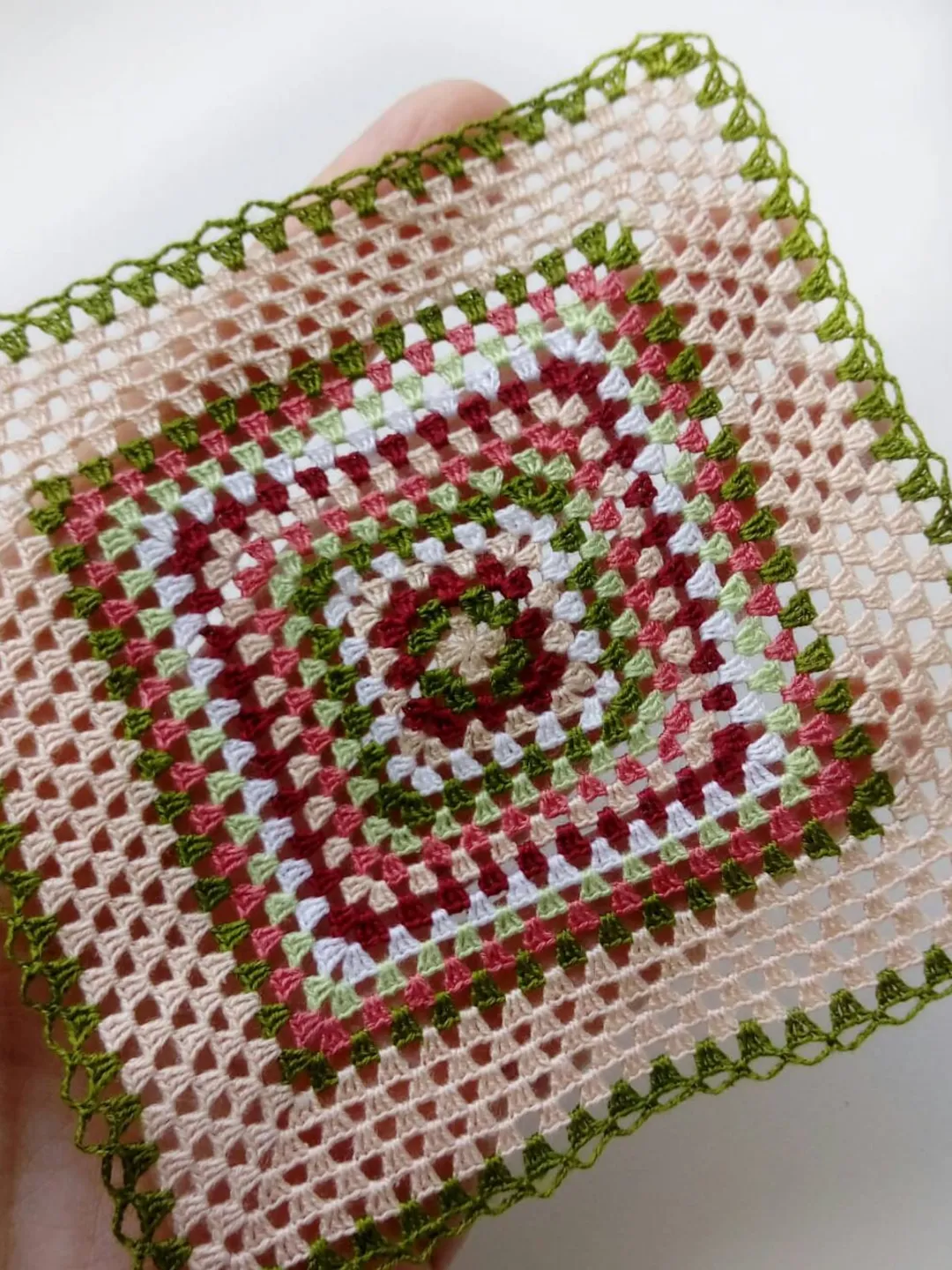 Miniature Square Blanket with Green Stripes