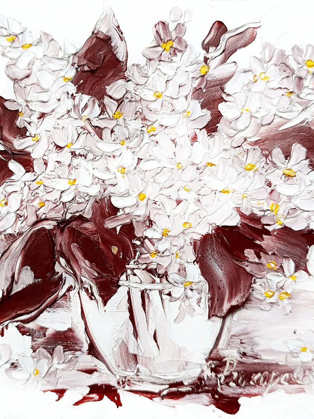 Lilac Painting Flower Original Art Impasto Oil Painting 6x6 painting Floral Small Painting by ArtProkopaloSv