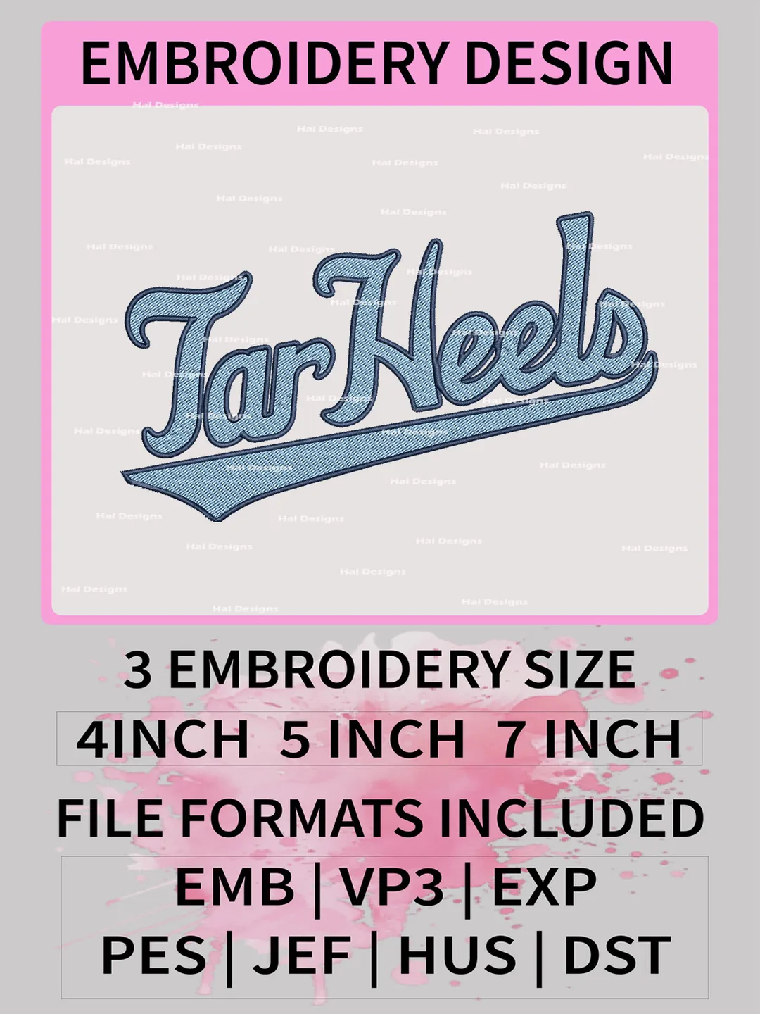 NCAA North Carolina Tar Heels Embroidery File, 3 Sizes, 6 Formats, NCAA Machine Embroidery Design, NCAA Logo, NCAA Teams
