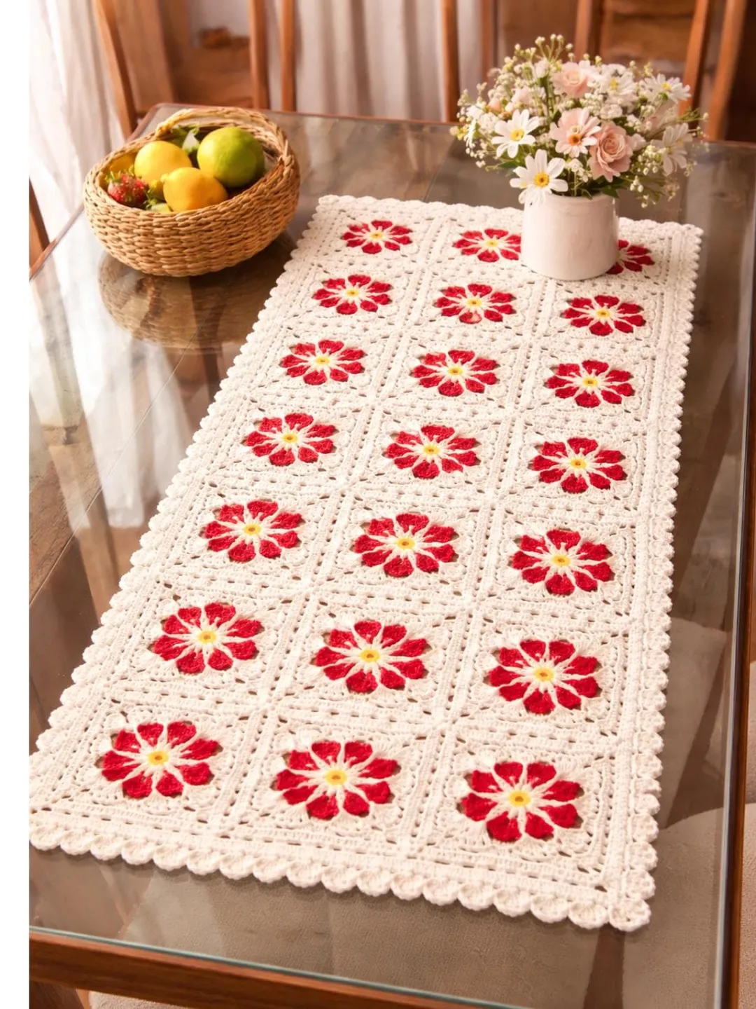 Floral Crochet Table Runner Pattern