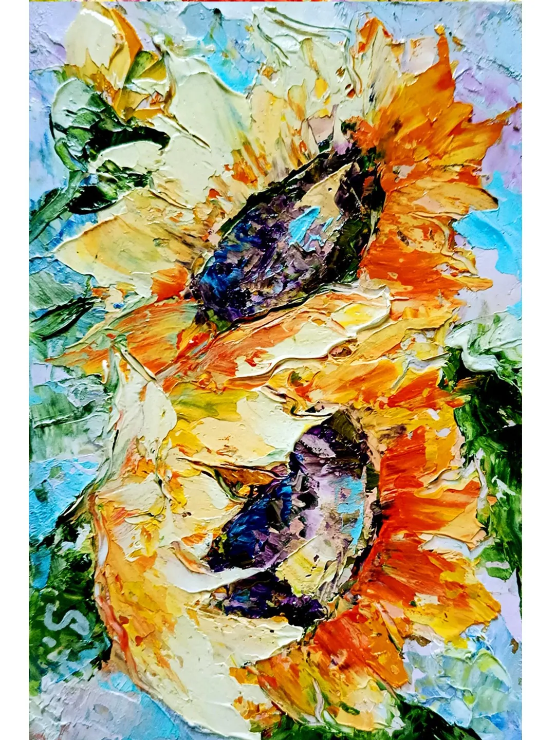 Sunflower Oil Painting Original Art 6x4 Kansas State Flower Impasto ...