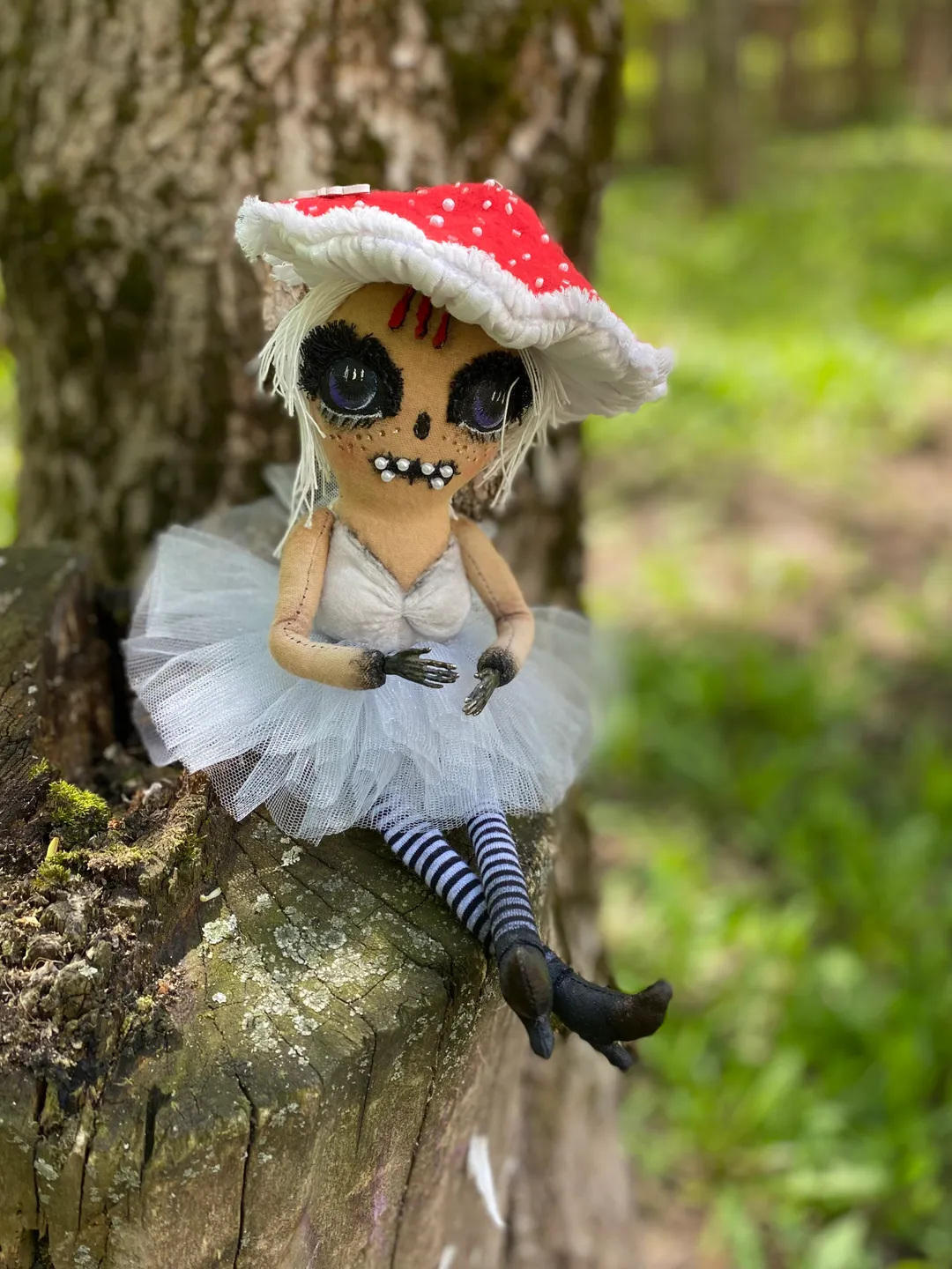 Halloween doll for creepy decor . Creepy doll . Scary doll . Halloween home decor . Black Christmas gift . Gothmas . Creepmas . Mushroom doll.