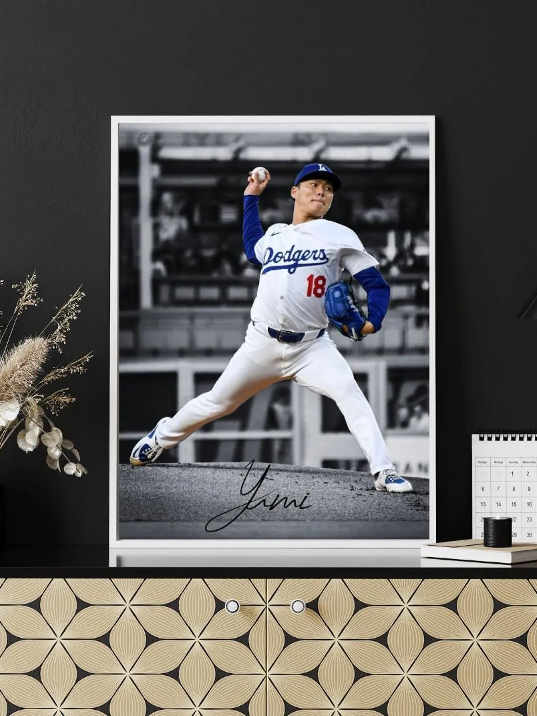 Yoshinobu Yamamoto Dodgers Art Print | MLB Baseball Poster