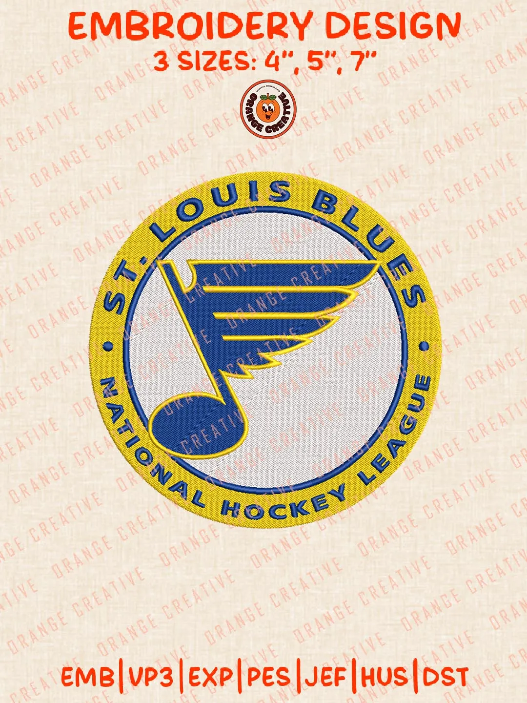 St Louis Blues Hockey League Logos Embroidery Designs, NHL Team Logo Embroidery Files, Machine Embroidery Design File, 4 Sizes, Custom Size, Digital Download