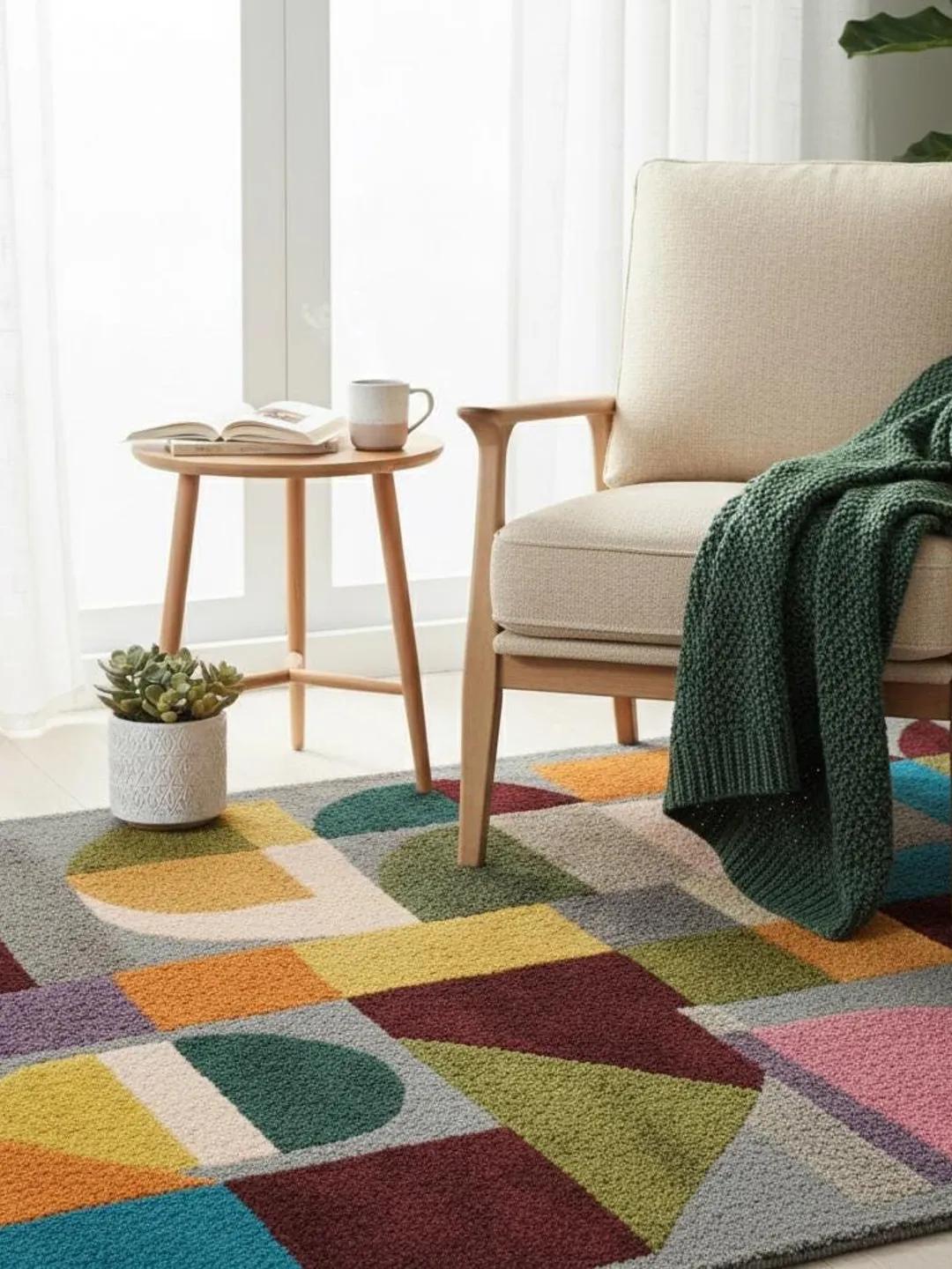 Modern Multi-Color Geometric Area Rug Abstract Shapes Floor Carpet for ...