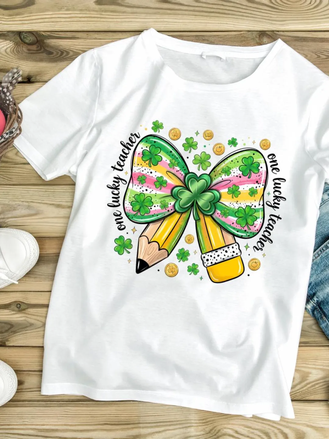 Shamrock Bow PNG, St Patricks Day Shirt Design (Digital Download)