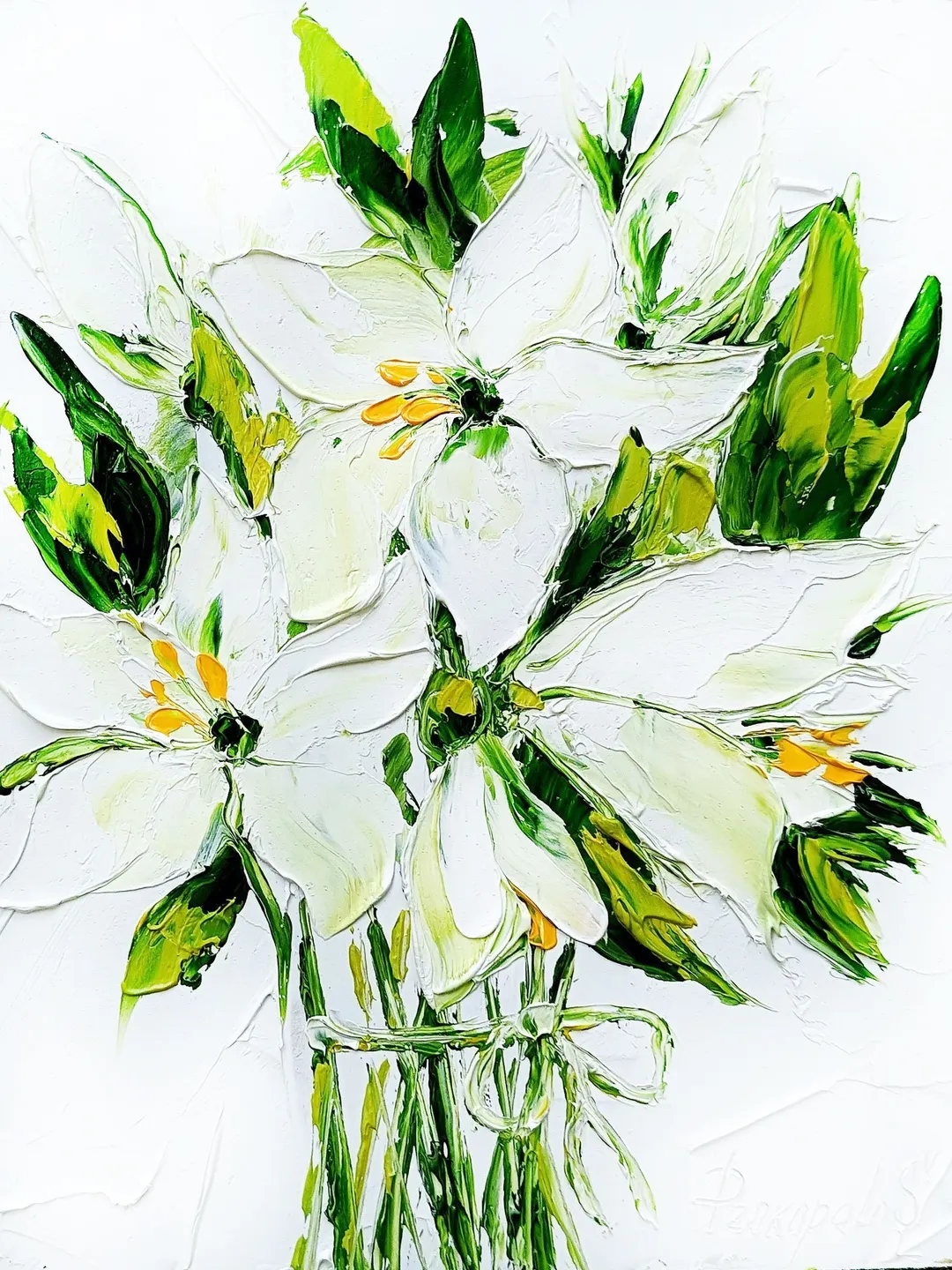 Lily Painting Flower Original Art Impasto Oil Painting Flower painting Floral Painting by ArtProkopaloSv