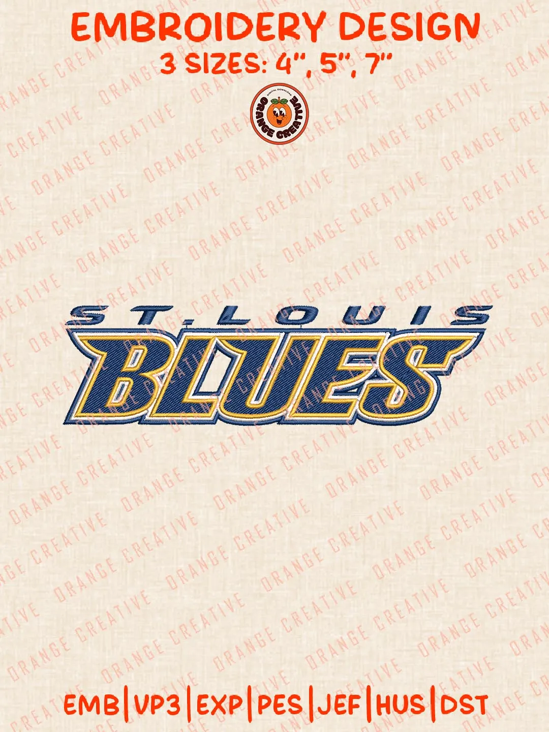 NHL St Louis Blues Text Logos Embroidery Designs, NHL Team Logo Embroidery Files, Machine Embroidery Design File, 4 Sizes, Custom Size, Digital Download