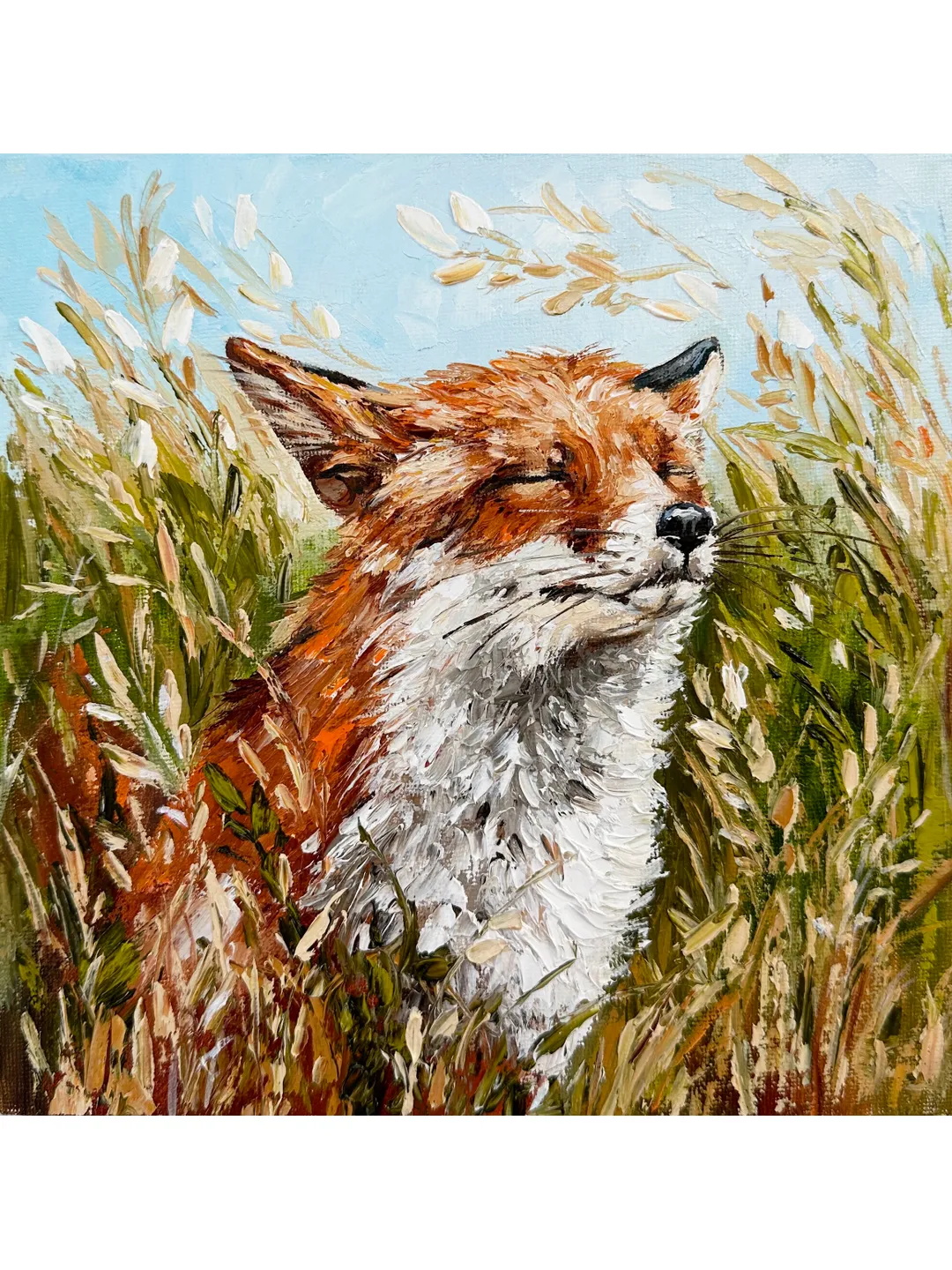 Fox painting, fox oil art