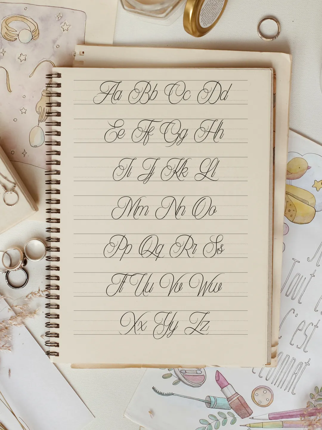 Handwriting, Calligraphy Practice Templates, Improve Handlettering, image size:1080x1440