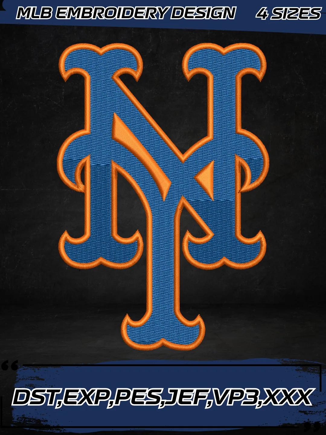 Mets Baseball Embroidery Design - Cap - Machine Embroidery File