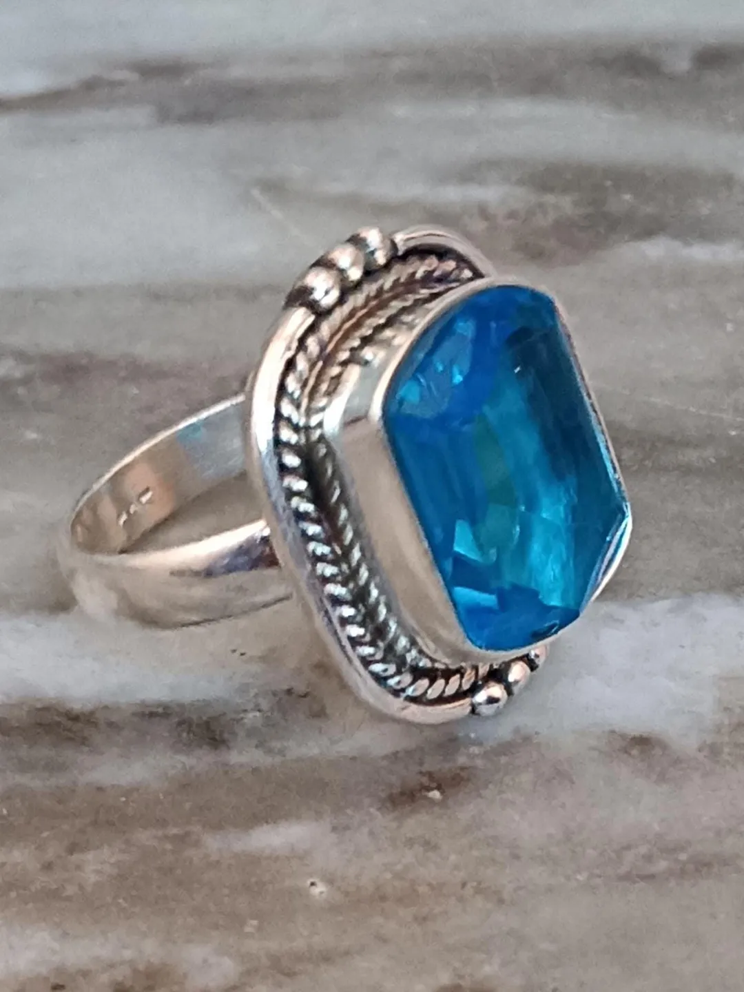 Real Blue Topaz Rings Blue Topaz Gemstone Ring, Handmade Woman Jewelry Ring, Engagement Gifts ...