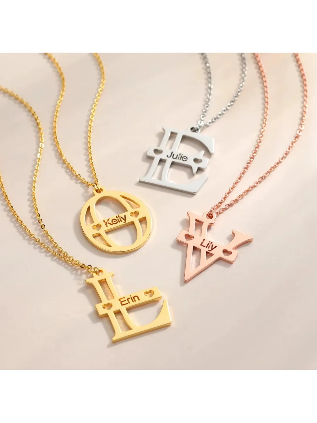 Initial And Name Necklace • Custom Initial Pendant • Personalized Name ...