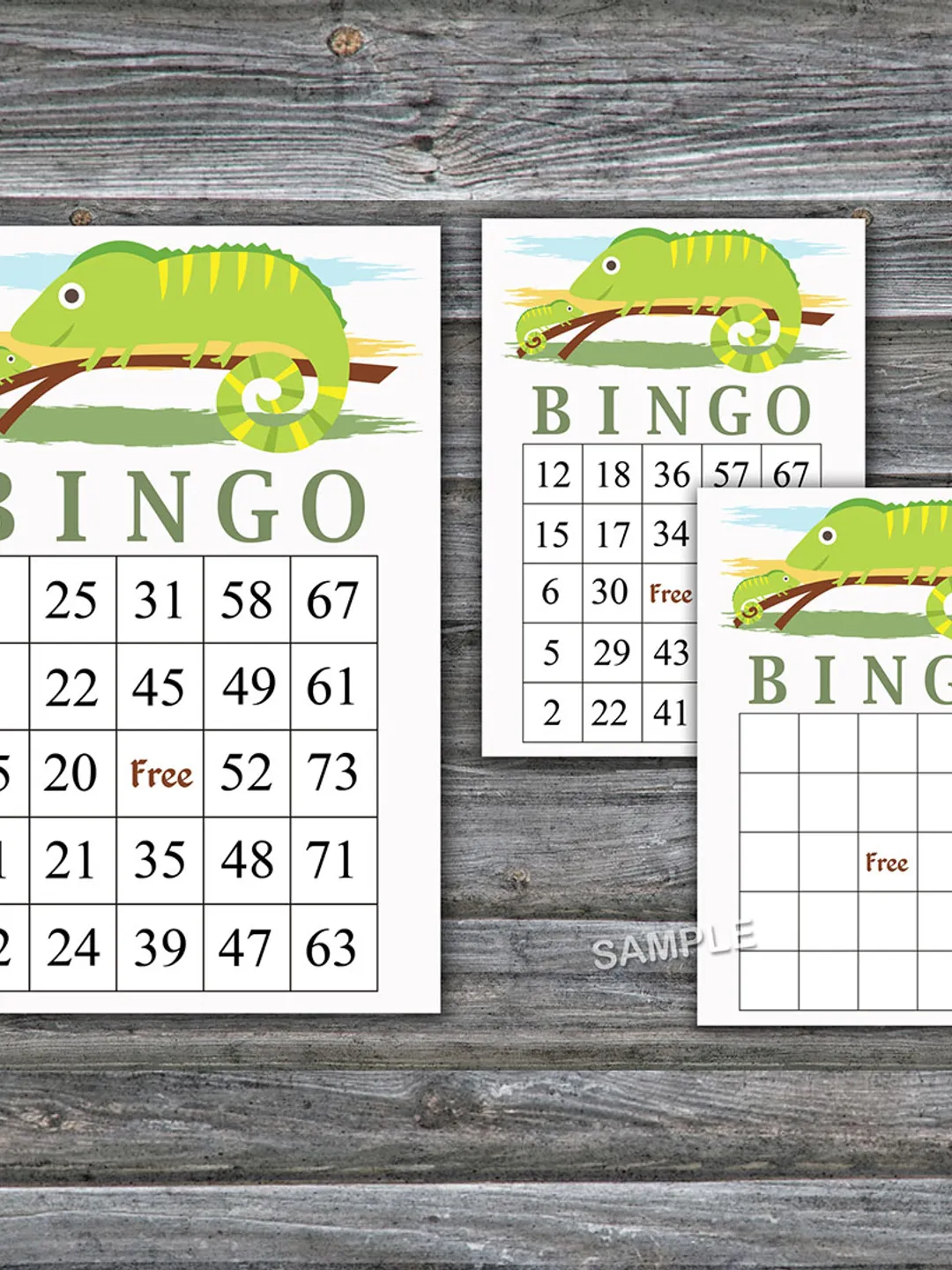 Chameleon bingo cards,Chameleon bingo game,Chameleon printable bingo cards,60 Bingo Cards,INSTANT DOWNLOAD--349