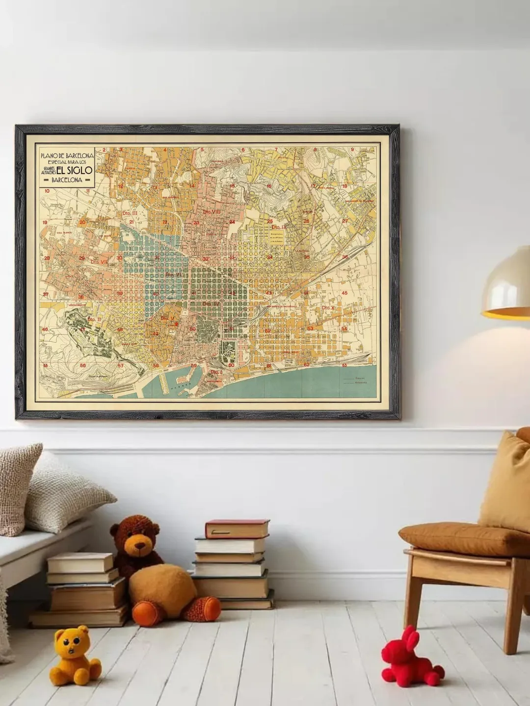 Vintage Barcelona Map Print | 1930s Spain Wall Art