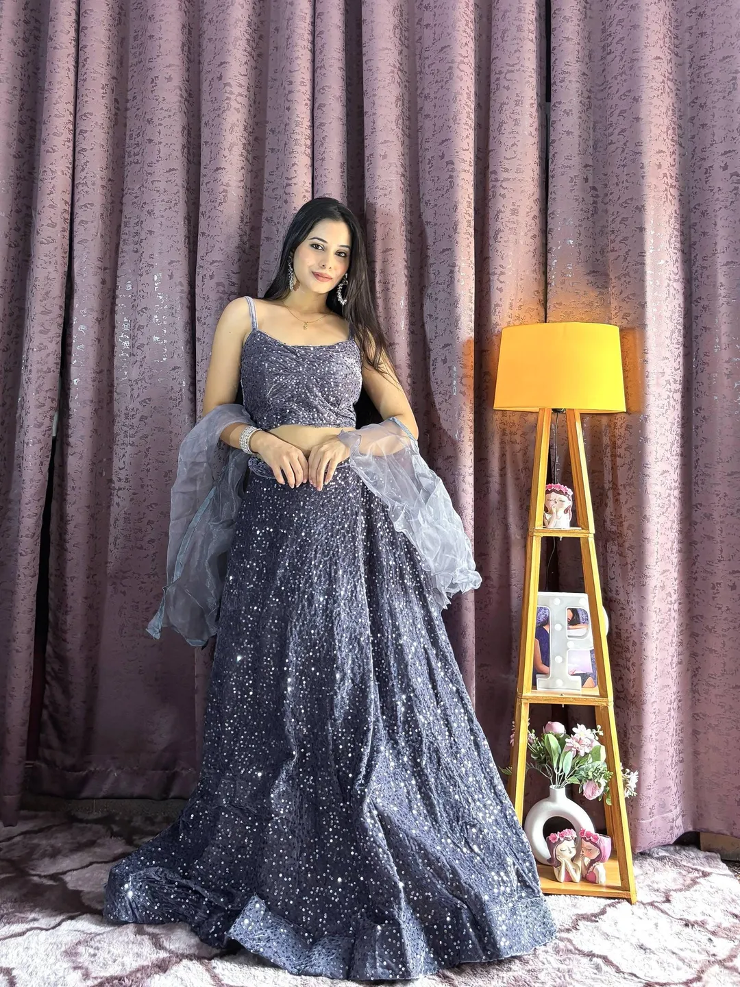 indian dresses for silver wedding anniversary Silver Lehenga Choli: Indian Wedding Wear, Embroidered Net Lengha
