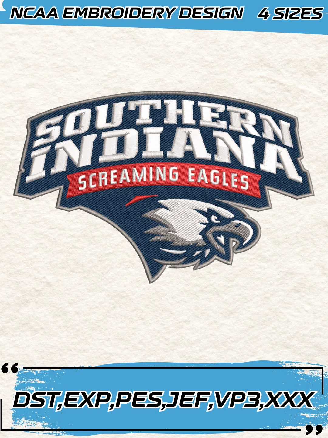Southern Indiana Screaming Eagles Logos Embroidery Design,NCAA Logo Embroidery Design,Machine Embroidery Design File,4 Sizes, Digital Download